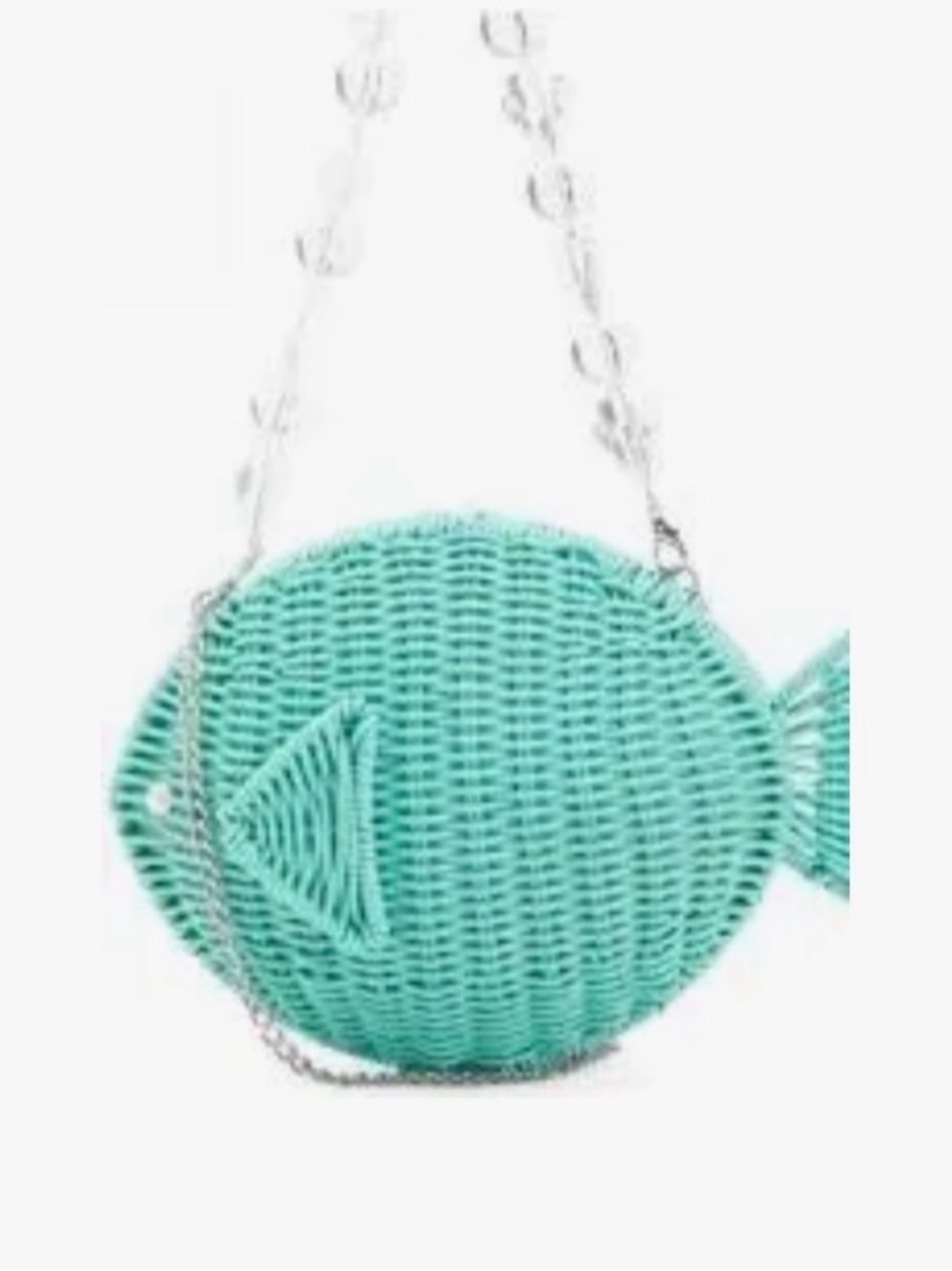 New Tommy Bahama Teal Woven Fish-Shaped Bag
